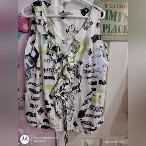 ALAIN WEIZ Size 18 Tank top vest lagenlook Asymmetrical Retro Look 100% Ramie